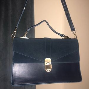 Navy Leather & Suede purse